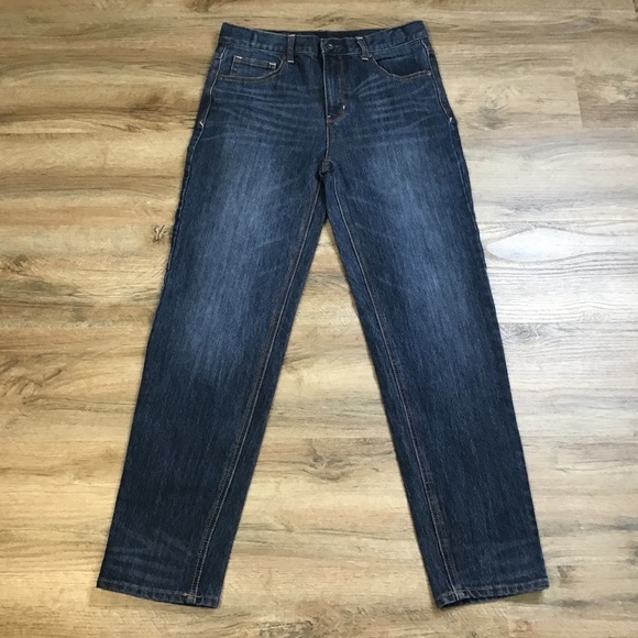 Nwot Faded Glory Jeans Boys Size 18 Tapered Leg Dark Blue Wash - Picture 1 of 10